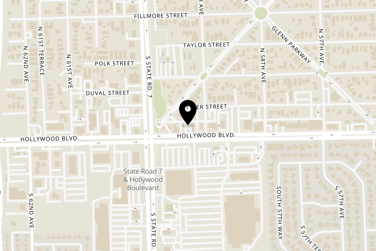 Map showing the location of Sub Center on 5913 Hollywood Blvd in Hollywood